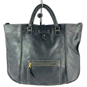 SANDAST Black Leather Tote Bag Made in The United States